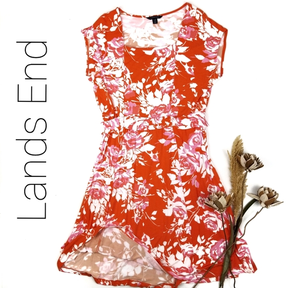 Lands' End Dresses & Skirts - Lands' End Viscose Elastane Orange Pink Dress L